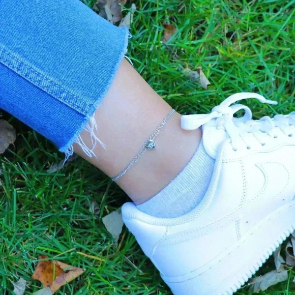 SILVER INITIAL ANKLET ❤️HEART CHARM PERSONALIZED ALPHABET DAINTY, ELDM22336 - Picture 3 of 12